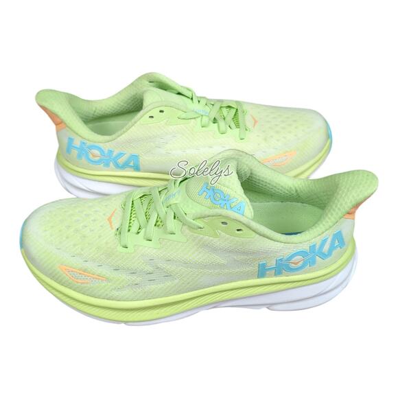 HOKA ONE ONE Clifton 9 Lettuce Solar Flare Running Walking Sneaker Womens 9.5B - Picture 11 of 11
